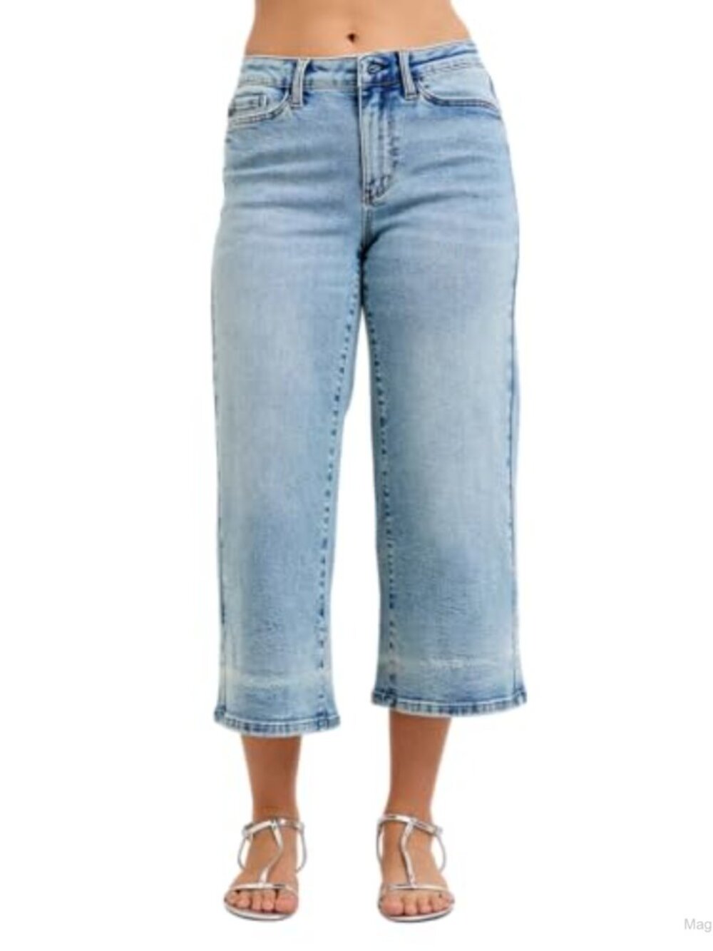 Judy Blue Wide Leg Crop Jeans Mid Rise Cotton Stretch Denim